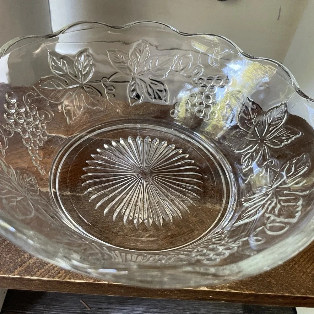 Clear Glass Fruit Bowl Retro Dish 8